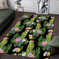 Aussie Santa Budgie Christmas Area Rug Black Parakeet Tropical Floral