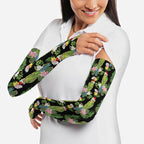 Aussie Santa Budgie Christmas Arm Sleeves Black Parakeet Tropical Floral