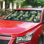 Aussie Santa Budgie Christmas Auto Sun Shade Black Parakeet Tropical Floral