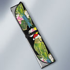 Aussie Santa Budgie Christmas Auto Sun Shade Black Parakeet Tropical Floral