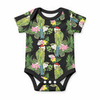 Aussie Santa Budgie Christmas Baby Onesie Black Parakeet Tropical Floral