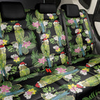Aussie Santa Budgie Christmas Back Car Seat Cover Black Parakeet Tropical Floral