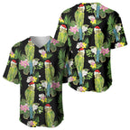 Aussie Santa Budgie Christmas Baseball Jersey Black Parakeet Tropical Floral