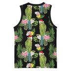 Aussie Santa Budgie Christmas Basketball Jersey Black Parakeet Tropical Floral
