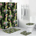 Aussie Santa Budgie Christmas Bathroom Set Black Parakeet Tropical Floral