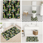 Aussie Santa Budgie Christmas Bathroom Set Black Parakeet Tropical Floral
