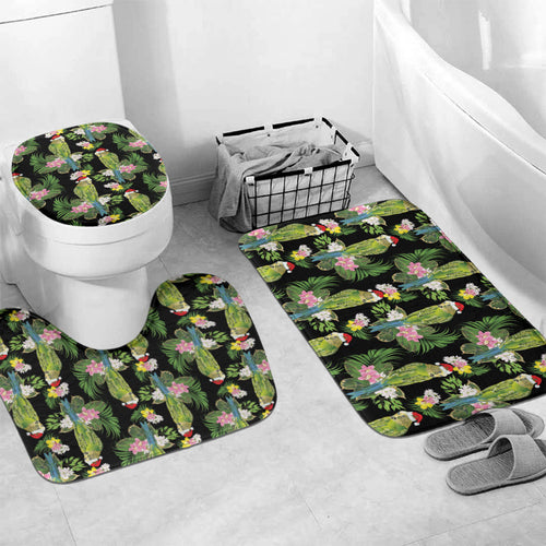 Aussie Santa Budgie Christmas Bathroom Set Black Parakeet Tropical Floral