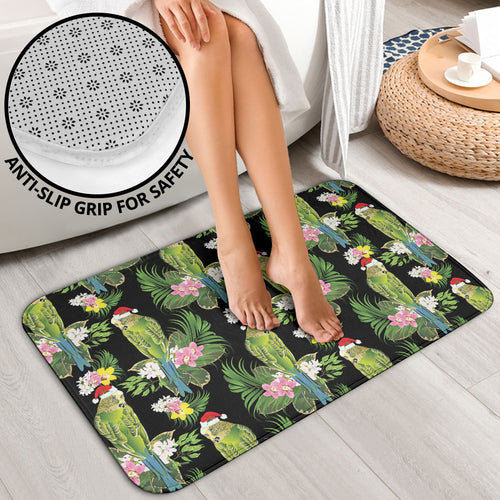 Aussie Santa Budgie Christmas Bathroom Set Black Parakeet Tropical Floral