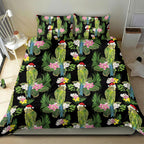 Aussie Santa Budgie Christmas Bedding Set Black Parakeet Tropical Floral