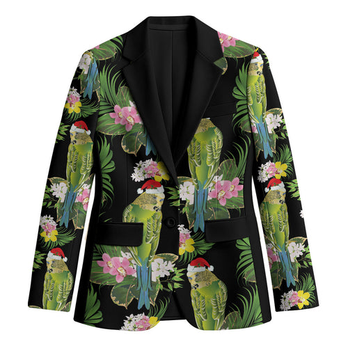 Aussie Santa Budgie Christmas Blazer Black Parakeet Tropical Floral