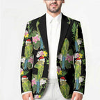 Aussie Santa Budgie Christmas Blazer Black Parakeet Tropical Floral