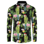 Aussie Santa Budgie Christmas Button Sweatshirt Black Parakeet Tropical Floral