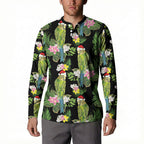 Aussie Santa Budgie Christmas Button Sweatshirt Black Parakeet Tropical Floral