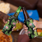 Aussie Santa Budgie Christmas 4 in 1 Can Cooler Tumbler Black Parakeet Tropical Floral