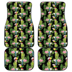 Aussie Santa Budgie Christmas Car Mats Black Parakeet Tropical Floral