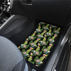 Aussie Santa Budgie Christmas Car Mats Black Parakeet Tropical Floral