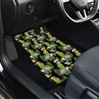 Aussie Santa Budgie Christmas Car Mats Black Parakeet Tropical Floral