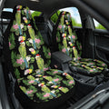 Aussie Santa Budgie Christmas Car Seat Cover Black Parakeet Tropical Floral