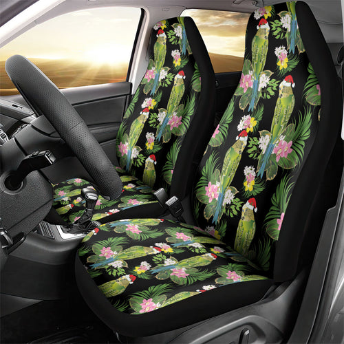 Aussie Santa Budgie Christmas Car Seat Cover Black Parakeet Tropical Floral