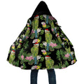Aussie Santa Budgie Christmas Cloak Black Parakeet Tropical Floral
