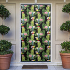 Aussie Santa Budgie Christmas Door Cover Black Parakeet Tropical Floral