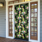 Aussie Santa Budgie Christmas Door Cover Black Parakeet Tropical Floral