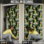 Aussie Santa Budgie Christmas Door Cover Black Parakeet Tropical Floral