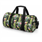 Aussie Santa Budgie Christmas Duffle Bag Black Parakeet Tropical Floral
