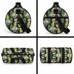 Aussie Santa Budgie Christmas Duffle Bag Black Parakeet Tropical Floral
