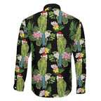 Aussie Santa Budgie Christmas Family Matching Tank Maxi Dress and Hawaiian Shirt Black Parakeet Tropical Floral