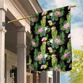 Aussie Santa Budgie Christmas Garden Flag Black Parakeet Tropical Floral