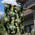 Aussie Santa Budgie Christmas Garden Flag Black Parakeet Tropical Floral