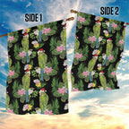 Aussie Santa Budgie Christmas Garden Flag Black Parakeet Tropical Floral