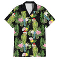 Aussie Santa Budgie Christmas Hawaiian Shirt Black Parakeet Tropical Floral