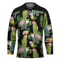 Aussie Santa Budgie Christmas Hockey Jersey Black Parakeet Tropical Floral