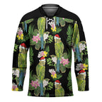 Aussie Santa Budgie Christmas Hockey Jersey Black Parakeet Tropical Floral