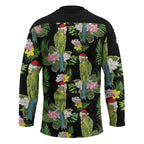 Aussie Santa Budgie Christmas Hockey Jersey Black Parakeet Tropical Floral
