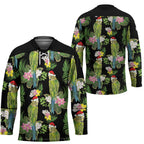 Aussie Santa Budgie Christmas Hockey Jersey Black Parakeet Tropical Floral