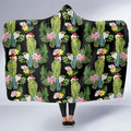 Aussie Santa Budgie Christmas Hooded Blanket Black Parakeet Tropical Floral