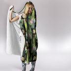 Aussie Santa Budgie Christmas Hooded Blanket Black Parakeet Tropical Floral