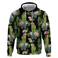 Aussie Santa Budgie Christmas Hoodie Black Parakeet Tropical Floral