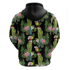 Aussie Santa Budgie Christmas Hoodie Black Parakeet Tropical Floral