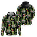 Aussie Santa Budgie Christmas Hoodie Black Parakeet Tropical Floral