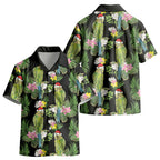Aussie Santa Budgie Christmas Kid Hawaiian Shirt Black Parakeet Tropical Floral LT9
