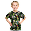 Aussie Santa Budgie Christmas Kid T Shirt Black Parakeet Tropical Floral