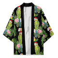Aussie Santa Budgie Christmas Kimono Black Parakeet Tropical Floral