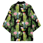 Aussie Santa Budgie Christmas Kimono Black Parakeet Tropical Floral