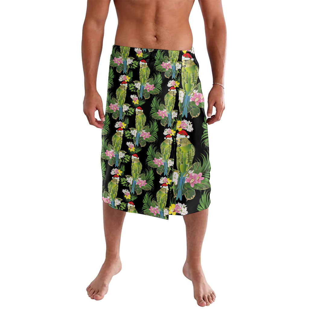 Aussie Santa Budgie Christmas Lavalava Black Parakeet Tropical Floral