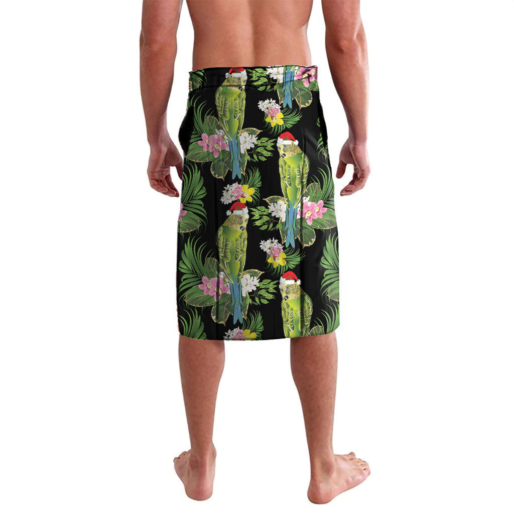 Aussie Santa Budgie Christmas Lavalava Black Parakeet Tropical Floral