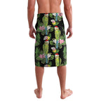 Aussie Santa Budgie Christmas Lavalava Black Parakeet Tropical Floral